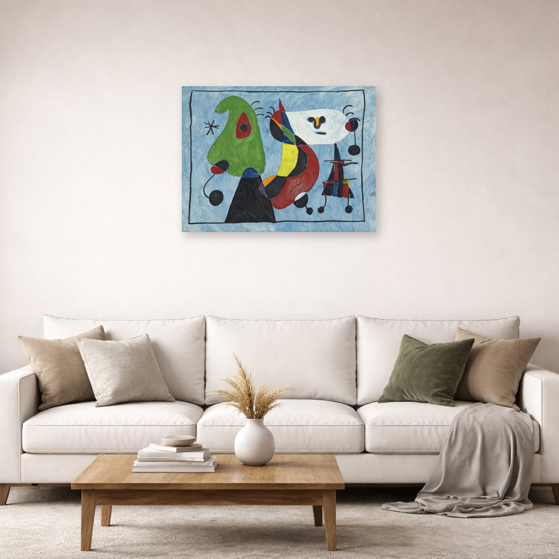 Joan Miro - Sans Titre, (1947) - Joan Miro Sans Titre 1947 poster print lifestyle living room 2 unframed