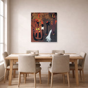 Gallery-wrapped canvas print of Joan Miró's 'Snail Woman Flower Star' displayed on a wall in a dining room