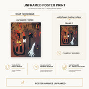 Joan Miró - Snail Woman Flower Star poster print size comparison and framing display infographic