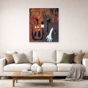 Unframed poster print of Joan Miró's 'Snail Woman Flower Star' displayed on a wall in a living room