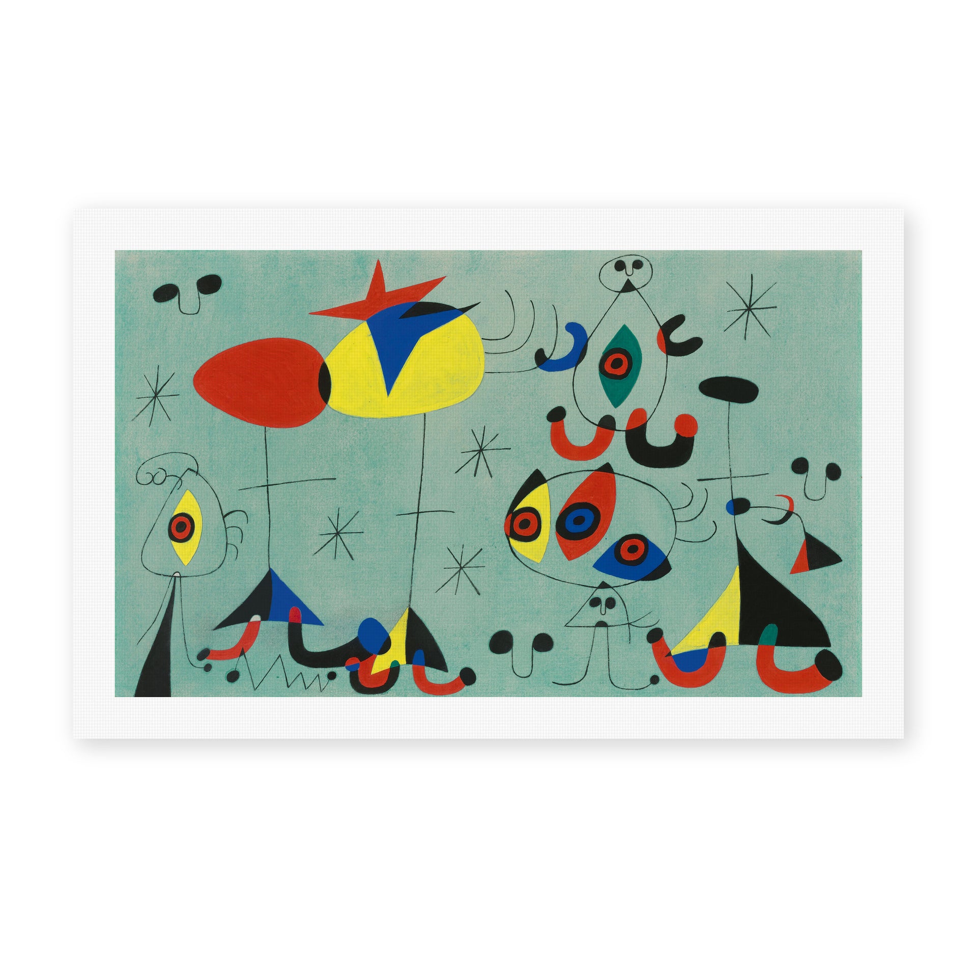 Joan Miró's 'Soiree Snob Chez La Princesse' painting reproduced as a rolled canvas print