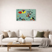 Gallery-wrapped canvas print of Joan Miró's 'Soiree Snob Chez La Princesse' displayed on a wall in a living room