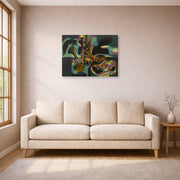 Gallery-wrapped canvas print of Joan Miró's 'Still Life with Old Shoe' displayed on a wall in a living room