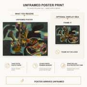 Joan Miró - Still Life with Old Shoe poster print size comparison and framing display infographic
