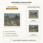Joan Miró - The Bridge canvas print size comparison and framing display infographic