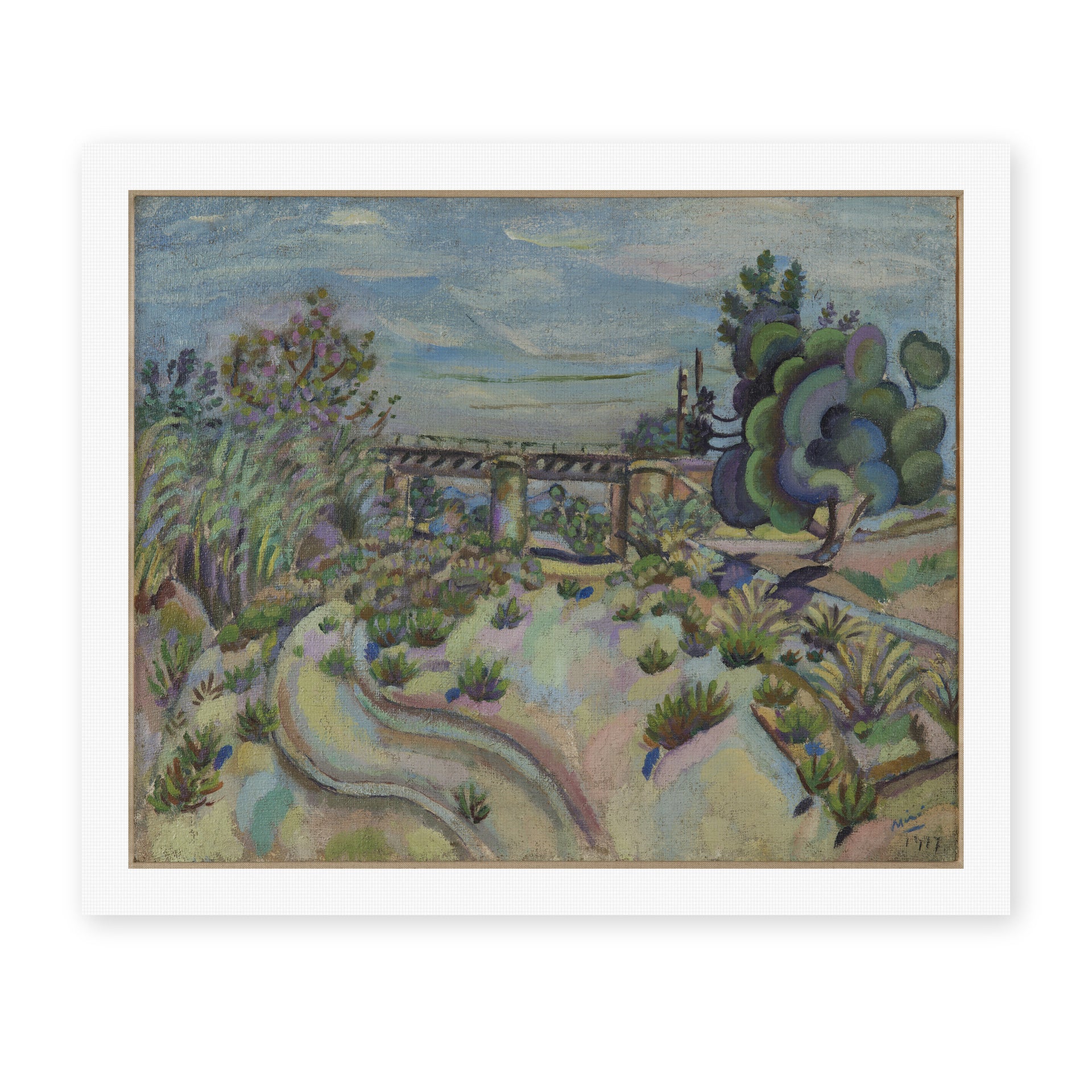 Joan Miró's 'The Bridge' painting reproduced as a rolled canvas print