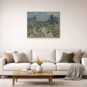 Gallery-wrapped canvas print of Joan Miró's 'The Bridge' displayed on a wall in a living room