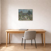 Gallery-wrapped canvas print of Joan Miró's 'The Bridge' displayed on a wall in a office