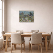 Unframed poster print of Joan Miró's 'The Bridge' displayed on a wall in a dining room