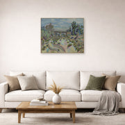 Unframed poster print of Joan Miró's 'The Bridge' displayed on a wall in a living room
