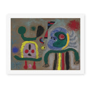 Joan Miró's 'The Encircling Golden Bird Sparkling Poet's Thought' painting reproduced as a rolled canvas print