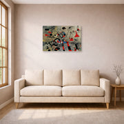 Gallery-wrapped canvas print of Joan Miró's 'The Escape Ladder' displayed on a wall in a living room
