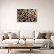 Gallery-wrapped canvas print of Joan Miró's 'The Escape Ladder' displayed on a wall in a living room