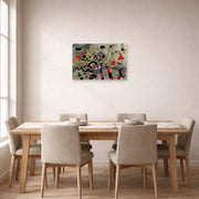 Unframed poster print of Joan Miró's 'The Escape Ladder' displayed on a wall in a dining room