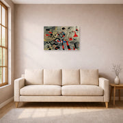 Unframed poster print of Joan Miró's 'The Escape Ladder' displayed on a wall in a living room