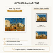 Joan Miró - The Farm canvas print size comparison and framing display infographic