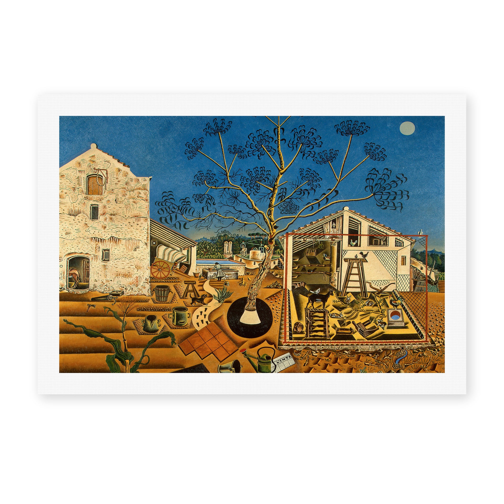 Joan Miró's 'The Farm' painting reproduced as a rolled canvas print
