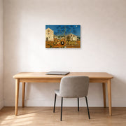 Gallery-wrapped canvas print of Joan Miró's 'The Farm' displayed on a wall in a office