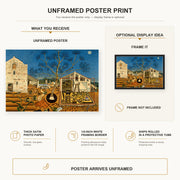 Joan Miró - The Farm poster print size comparison and framing display infographic