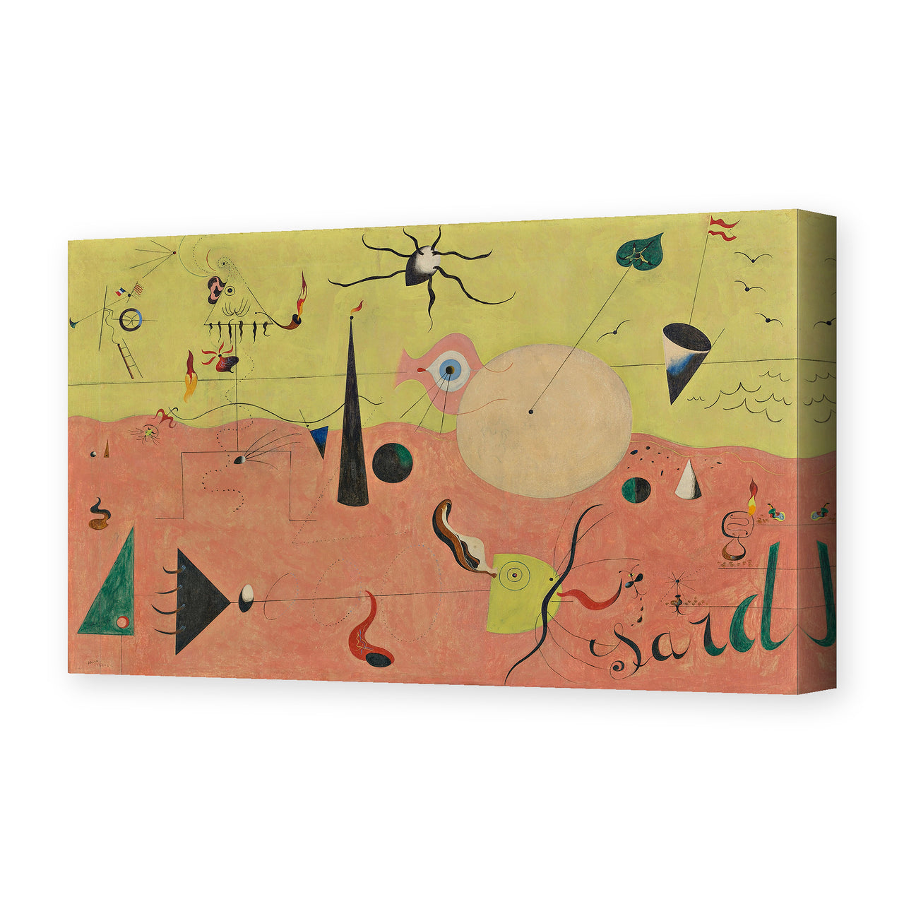 Joan Miró's 'The Hunter (catalan Landscape)' painting reproduced as a gallery-wrapped canvas print