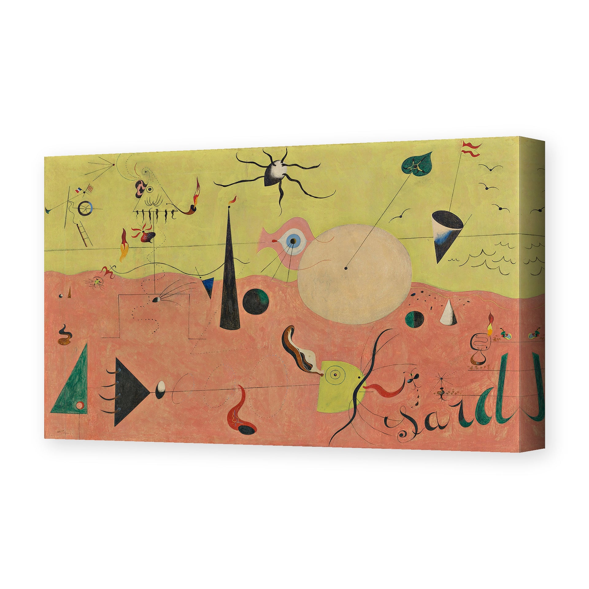 Joan Miró's 'The Hunter (catalan Landscape)' painting reproduced as a gallery-wrapped canvas print