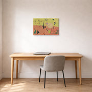Gallery-wrapped canvas print of Joan Miró's 'The Hunter (catalan Landscape)' displayed on a wall in a office