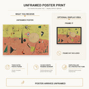 Joan Miró - The Hunter (catalan Landscape) poster print size comparison and framing display infographic