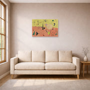 Unframed poster print of Joan Miró's 'The Hunter (catalan Landscape)' displayed on a wall in a living room
