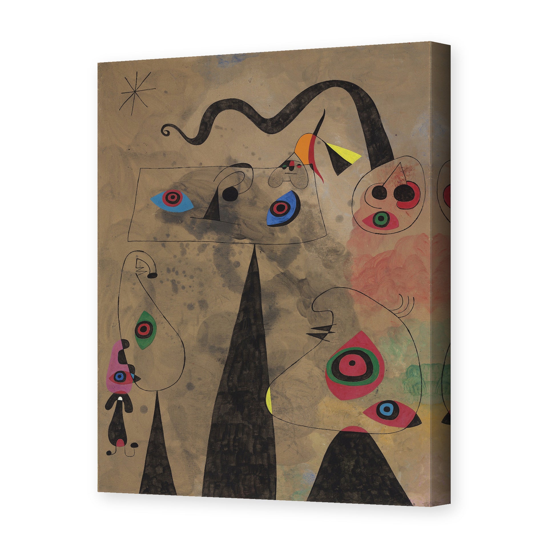 Joan Miró's 'The Poppy Serpent Dragging on a Field of Violets Populated by Mourning Lizards' painting reproduced as a gallery-wrapped canvas print
