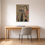 Gallery-wrapped canvas print of Joan Miró's 'The Poppy Serpent Dragging on a Field of Violets Populated by Mourning Lizards' displayed on a wall in a office