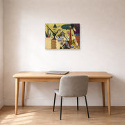 Gallery-wrapped canvas print of Joan Miró's 'The Tilled Field' displayed on a wall in a office