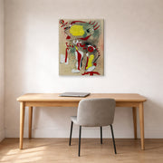 Gallery-wrapped canvas print of Joan Miró's 'Two Figures and a Dragonfly' displayed on a wall in a office