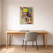 Unframed poster print of Joan Miró's 'Two Figures and a Dragonfly' displayed on a wall in a office
