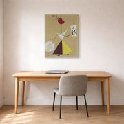 Gallery-wrapped canvas print of Joan Miró's 'Woman, Diary, Dog' displayed on a wall in a office