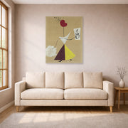 Unframed poster print of Joan Miró's 'Woman, Diary, Dog' displayed on a wall in a living room