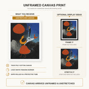 Joan Miró - Woman in Front of the Sun canvas print size comparison and framing display infographic