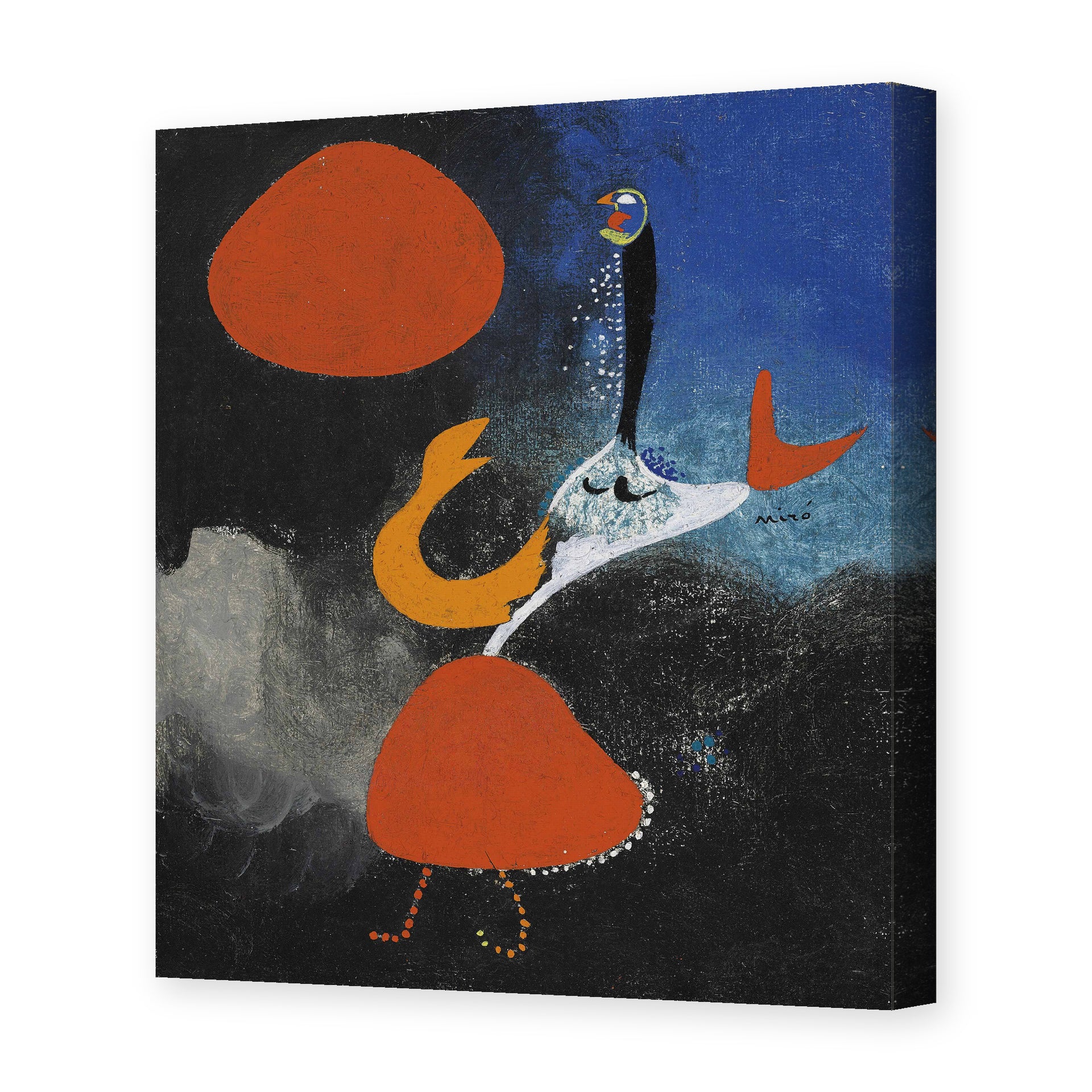 Joan Miró's 'Woman in Front of the Sun' painting reproduced as a gallery-wrapped canvas print