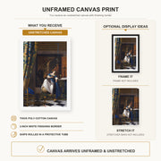 Johannes Vermeer - Allegory of the Catholic Faith canvas print size comparison and framing display infographic