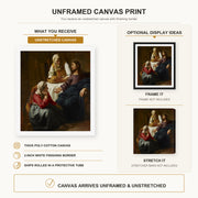 Johannes Vermeer - Christ in the House of Martha and Mary canvas print size comparison and framing display infographic