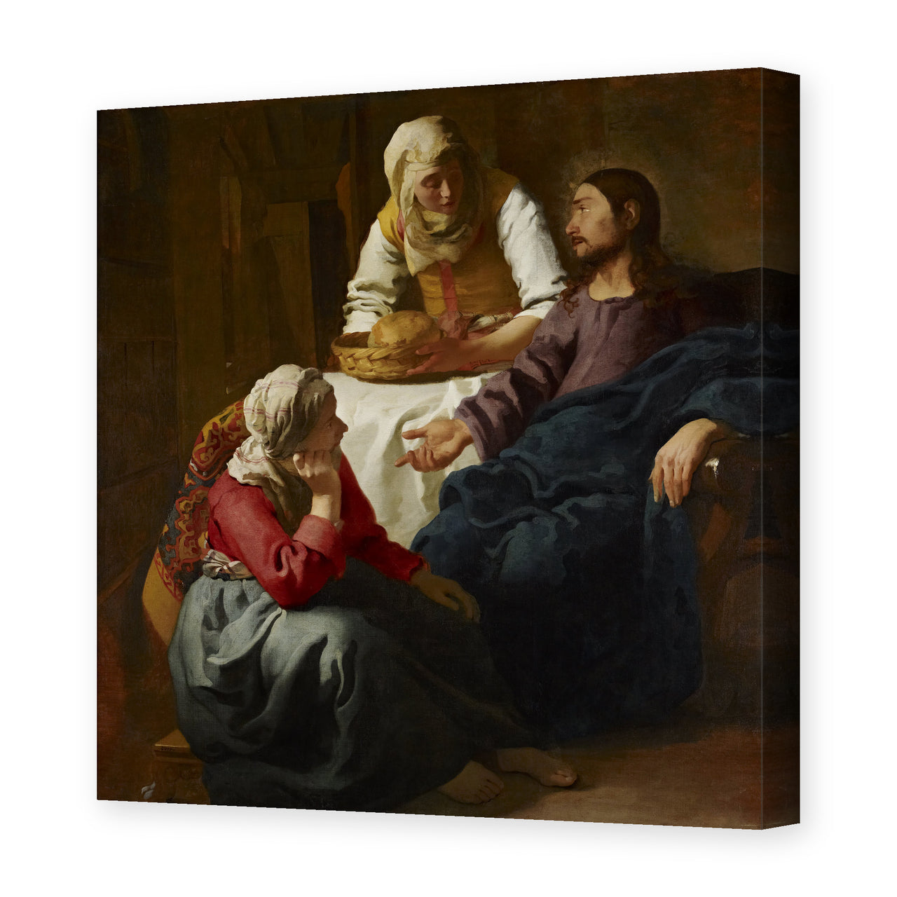 Johannes Vermeer's 'Christ in the House of Martha and Mary' painting reproduced as a gallery-wrapped canvas print