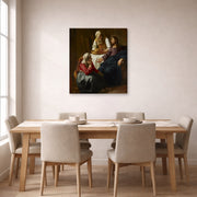 Gallery-wrapped canvas print of Johannes Vermeer's Christ in the House of Martha and Mary displayed on a wall in a dining room