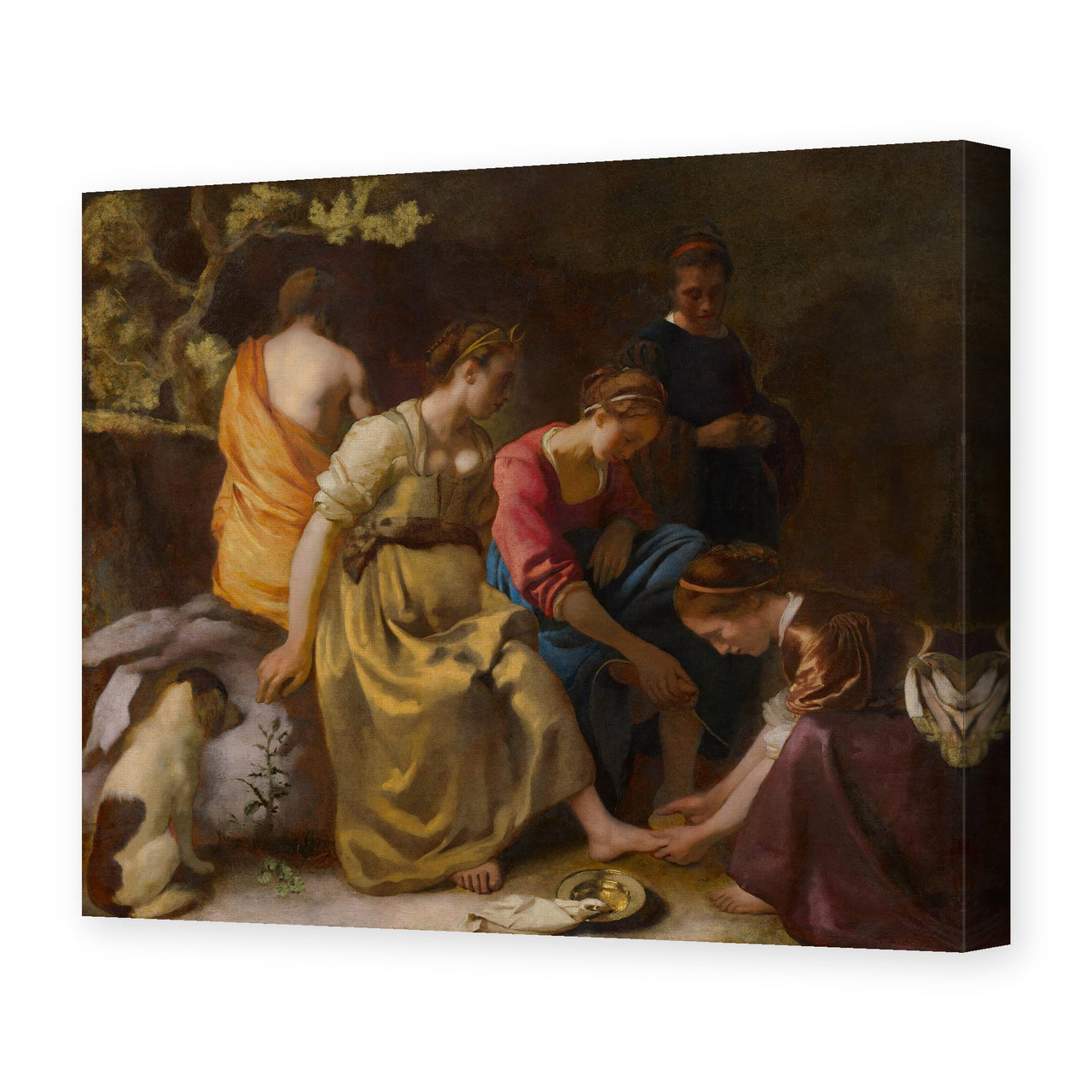 Johannes Vermeer's 'Diana and her companions or Diana and Her Nymphs' painting reproduced as a gallery-wrapped canvas print