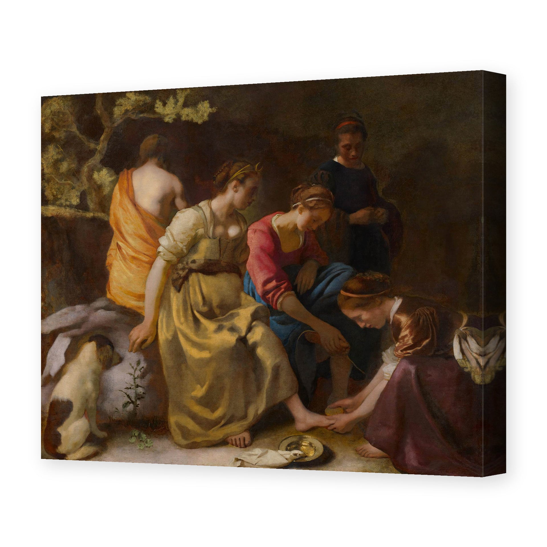 Johannes Vermeer's 'Diana and her companions or Diana and Her Nymphs' painting reproduced as a gallery-wrapped canvas print