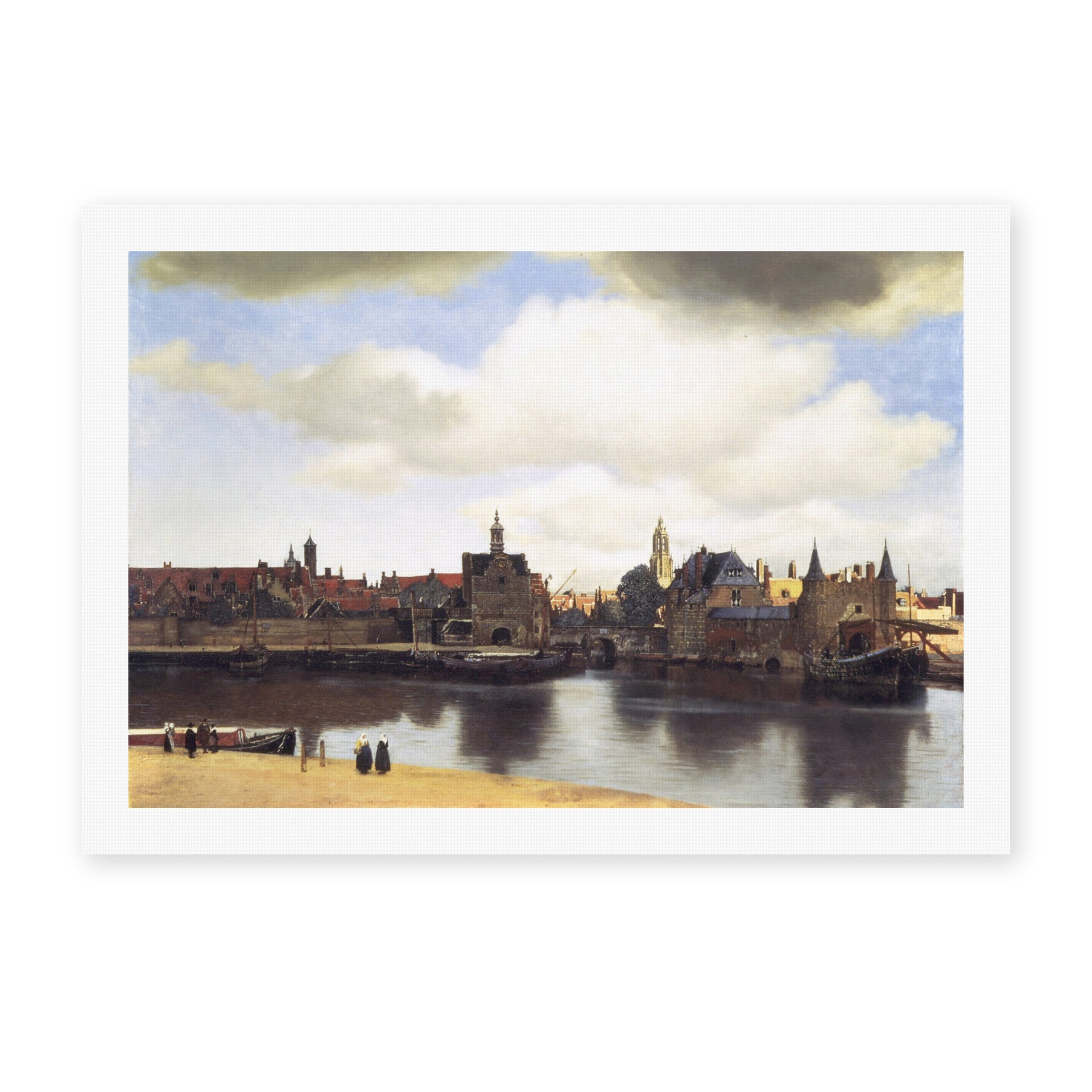 Johannes Vermeer's 'View of Delft' painting reproduced as a rolled canvas print