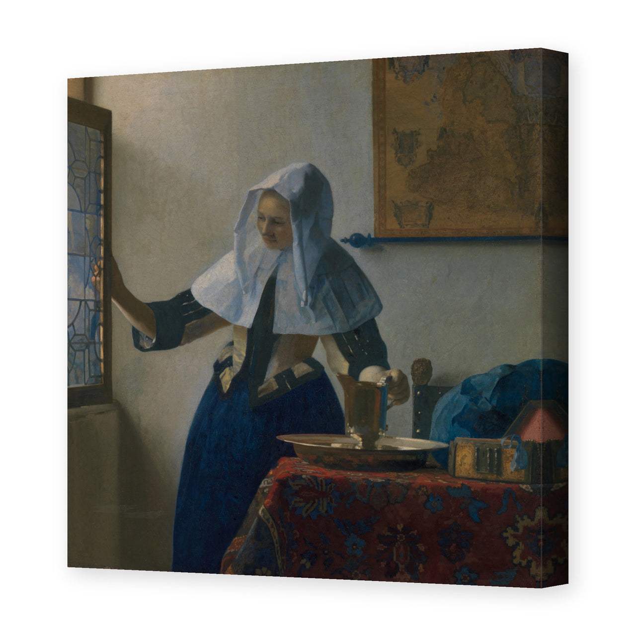 Johannes Vermeer's 'Young Woman with a Water Pitcher' painting reproduced as a gallery-wrapped canvas print