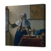 Johannes Vermeer's 'Young Woman with a Water Pitcher' painting reproduced as a gallery-wrapped canvas print