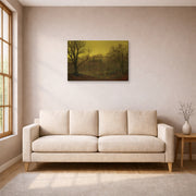 Gallery-wrapped canvas print of John Atkinson Grimshaw's 'A Yorkshire home' displayed on a wall in a living room