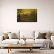 Gallery-wrapped canvas print of John Atkinson Grimshaw's 'A Yorkshire home' displayed on a wall in a living room