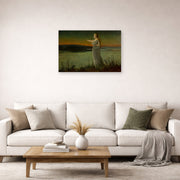 Unframed poster print of John Atkinson Grimshaw's 'Ariadne at Naxos' displayed on a wall in a living room
