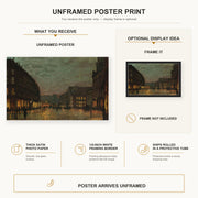 John Atkinson Grimshaw - Boar Lane Leeds by lamplight poster print size comparison and framing display infographic